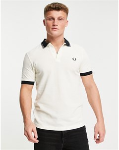 Поло цвета экрю многооттеночного крашения с контрастной окантовкой Fred perry