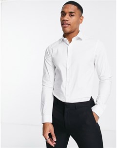Белая эластичная рубашка с длинными рукавами Topman