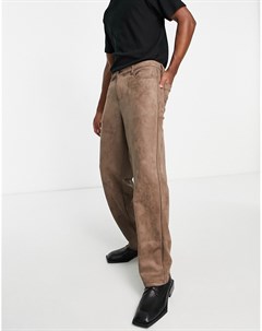 Светло коричневые брюки свободного кроя из искусственной замши Asos design