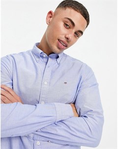 Голубая узкая оксфордская рубашка на пуговицах с логотипом Gant