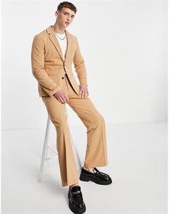 Бежевый расклешенные костюмные брюки Asos design