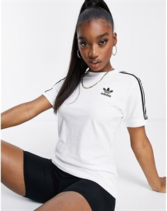 Белая футболка с тремя полосками adicolour Adidas originals