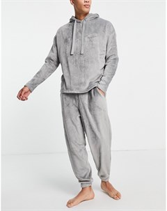 Серая флисовая пижама с джоггерами и худи Asos design