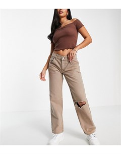 Прямые брюки с заниженной талией в стиле 90 х и с разрезами на штанинах Petite Asos design