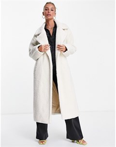 Oversized пальто из искусственного меха букле кремового цвета Pretty lavish