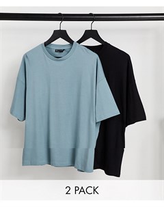 Комплект из 2 oversized футболок из органического хлопка разных цветов Asos design