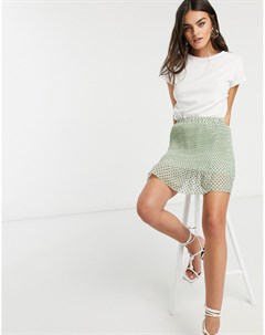 Зеленая мини юбка в горошек Asos design