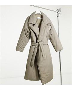 Пуховое пальто макси с поясом и воротником ASOS DESIGN Tall Asos tall