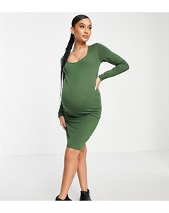 Зеленое облегающее платье с длинными рукавами Mamalicious Maternity
