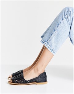 Черные плетеные кожаные сандалии Florentine Asos design