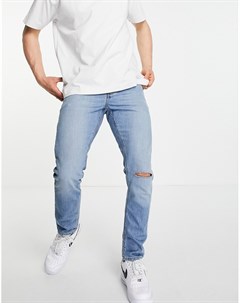 Узкие джинсы выбеленного оттенка в винтажном стиле с рваным разрезом на колене Asos design