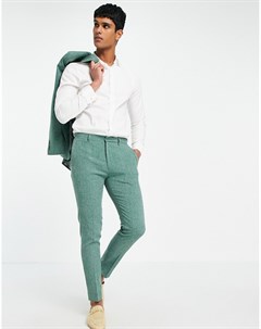 Зеленые супероблегающие брюки с принтом в виде штриховки Wedding Asos design