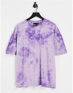 Фиолетовая oversized футболка с принтом тай дай Asos design