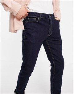 Эластичные зауженные джинсы из смесового органического хлопка и необработанного денима Topman