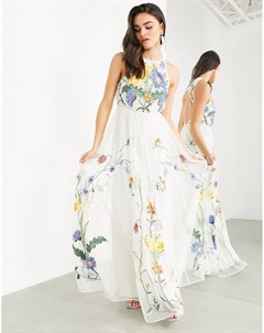 Платье макси с высоким воротником и цветочной вышивкой Asos edition