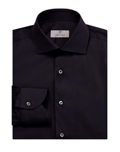 Черная рубашка из гладкого хлопка stretch Canali
