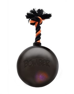 Игрушка Bomber Мяч светящийся с ручкой на веревке цвет черный для собак 17 см Hagen