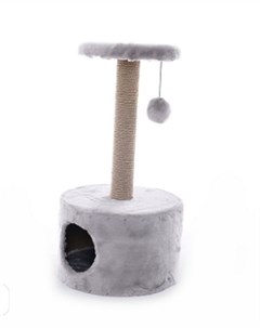 Домик Уютный круглый серый джут для кошек 38 х 38 х 72 см Серый Yami-yami