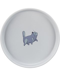 Миска плоская и широкая серая керамическая для кошек 600 мл Серый Trixie