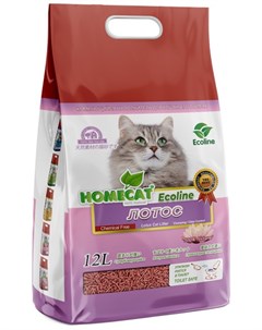 Наполнитель Ecoline Лотос комкующийся растительный для кошек 12 л 5 1 кг Homecat
