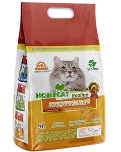 Наполнитель Ecoline комкующийся кукурузный для кошек 6 л 2 81 кг Homecat