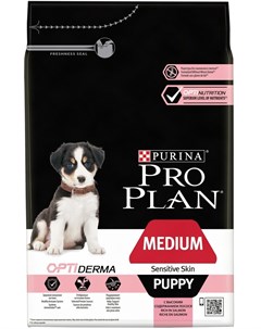Сухой корм Puppy Medium Sensitive Skin Optiderma для щенков средних пород с чувствительной кожей 3 к Pro plan