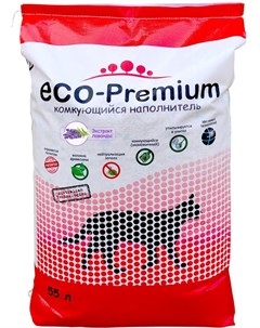 Наполнитель Eco Premium Лаванда древесный комкующийся с ароматом лаванды для кошек 55 л 20 2 кг Eco-premium