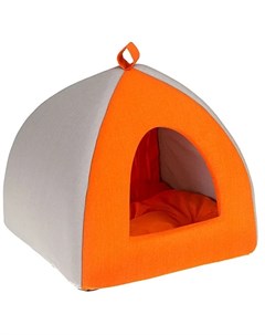 Мягкий домик юрта Tipi для кошек Д 42 x Ш 42 x В 36 см Светло серый с оранжевым Ferplast