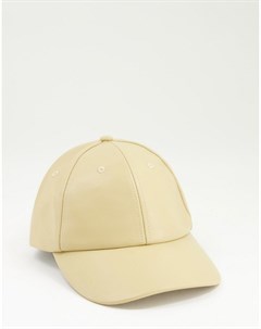 Светло бежевая кепка в стиле унисекс из искусственной кожи Inspired Reclaimed vintage