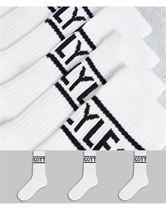 Набор из 3 пар белых спортивных носков c большим логотипом Jock Lyle & scott bodywear