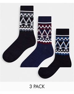 Подарочный набор из 3 пар носков с узором фэйр айл Jack & jones