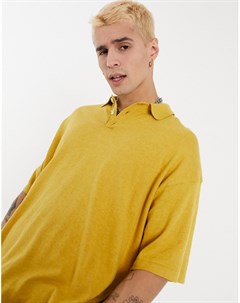 Желтая трикотажная oversized футболка с воротником поло Asos design