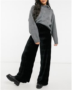 Черные велюровые брюки с широкими штанинами Asos design