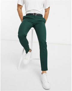 Темно зеленые зауженные брюки Topman