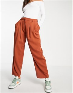 Коричневые строгие брюки с широкими штанинами из переработанных материалов Vale Weekday