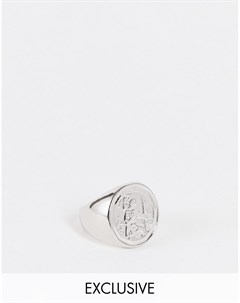 Серебристое массивное кольцо печатка Inspired Reclaimed vintage