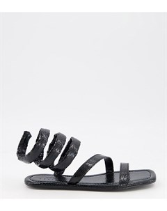 Черные сандалии для широкой стопы с эффектом змеиной кожи Forcefield Asos design