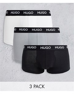 Набор из 3 боксеров брифов черного серого белого цветов HUGO Hugo bodywear