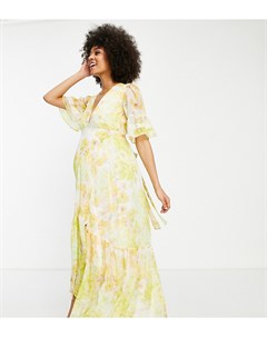 Чайное платье макси с запахом и цветочным принтом лютиков Hope and ivy maternity