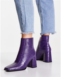 Фиолетовые ботинки под кожу крокодила на молнии Miss selfridge