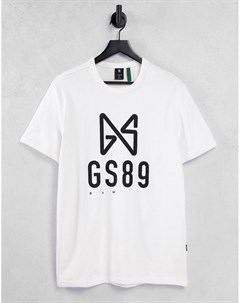 Белая футболка с крупным логотипом G-star