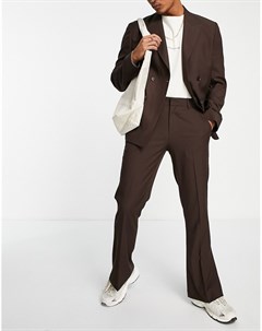 Шоколадно коричневые расклешенные брюки Asos design