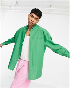 Ярко зеленая oversized рубашка в винтажном стиле Asos design