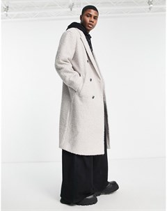Серое длинное пальто в стиле oversized из материала под шерсть Asos design