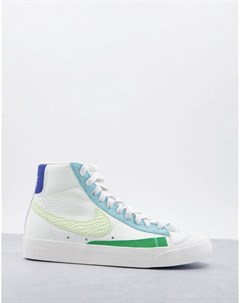 Кремовые кроссовки средней высоты с отделкой синего и зеленого цвета Blazer Mid 77 Nike