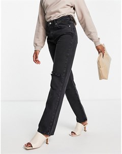 Черные выбеленные джинсы прямого кроя со рваной отделкой Na-kd