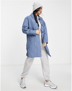Темно голубое стеганое пальто Vero moda