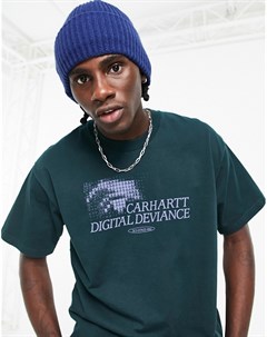 Зеленая футболка с надписью Digital devience Carhartt wip