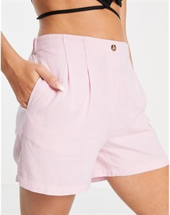 Розовые классические шорты с завышенной талией от комплекта Vero moda