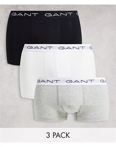 Набор из 3 боксеров брифов черного серого белого цвета с логотипом на поясе Gant